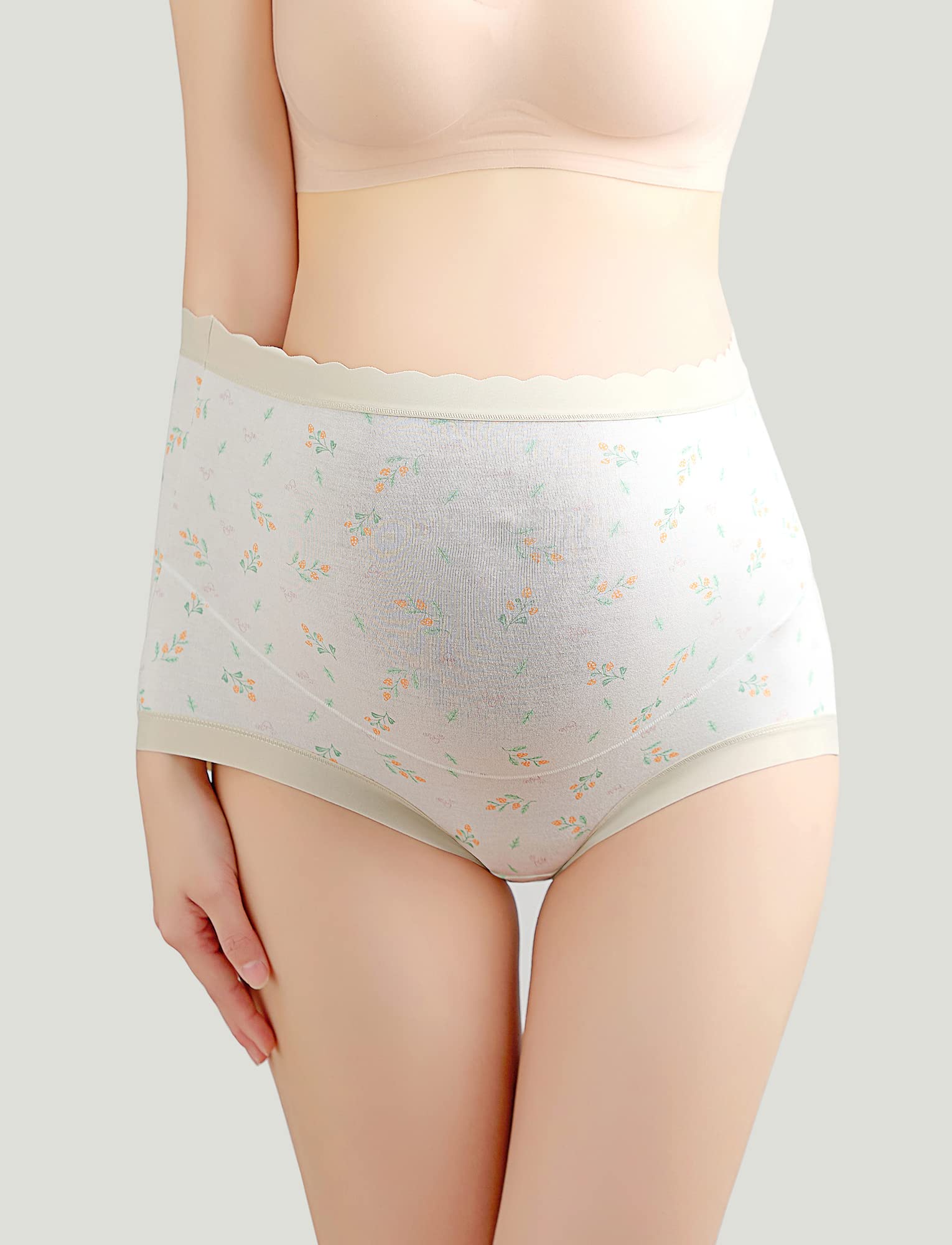 FEOYA - Bragas de maternidad para mujer, de algodón, talla grande, cintura alta, sin costuras, paquete de 3 - Gris - Large