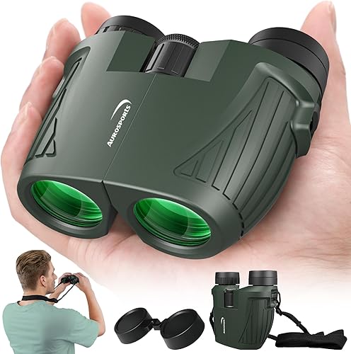 Miniatura 9 de Prismáticos de alta potencia plegables Aurosports 10 x 25, con luz débil, visión nocturna, clara observación de aves, ideal para deportes al aire