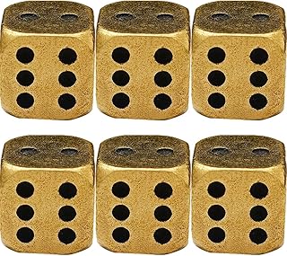 LOGOFUN 6pcs Solid Brass Dice Metal Dice Tables Board Game Props Small Craft Party Supply