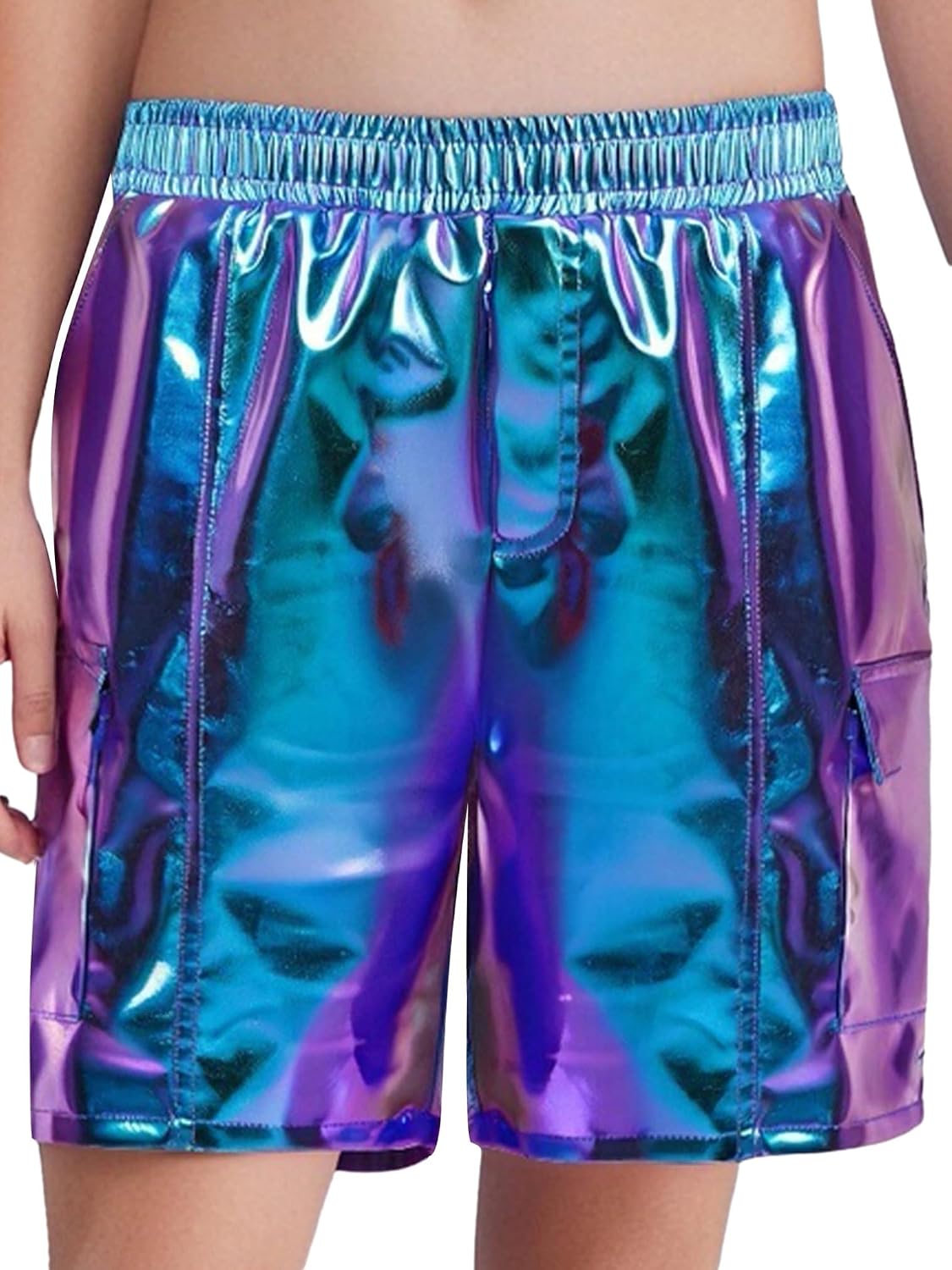 FEESHOW Kids Girls Shiny Metallic Hip Hop Jazz Ballet Dance Shorts Hot Pants Athletic Gymnastics Shorts Tumbling Bottoms