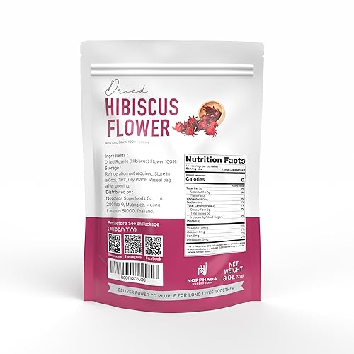 Miniatura 2 de Homtiem Flor de hibisco seca orgánica de 8 onzas (8.01 oz), pétalos enteros, sin OMG, vegana, totalmente natural, versátil para cocinar y bebidas,