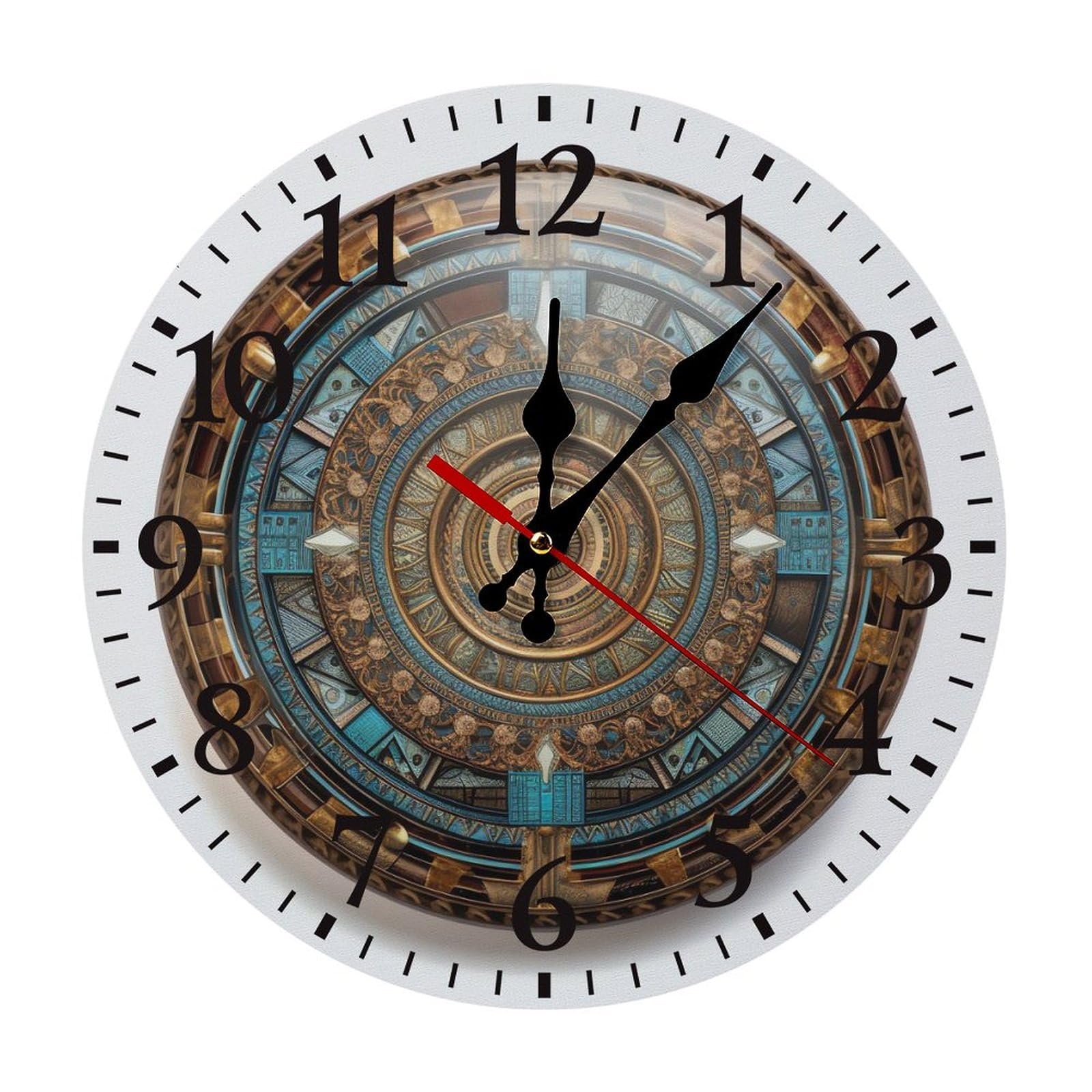 NTVOWPZO 10 Inch Wall Clock Brown Round Battery Operated Wall Clocks Silent Non-Ticking Round Wall Clock for Living Room Kitchen Home Office Wall Decorative Clock