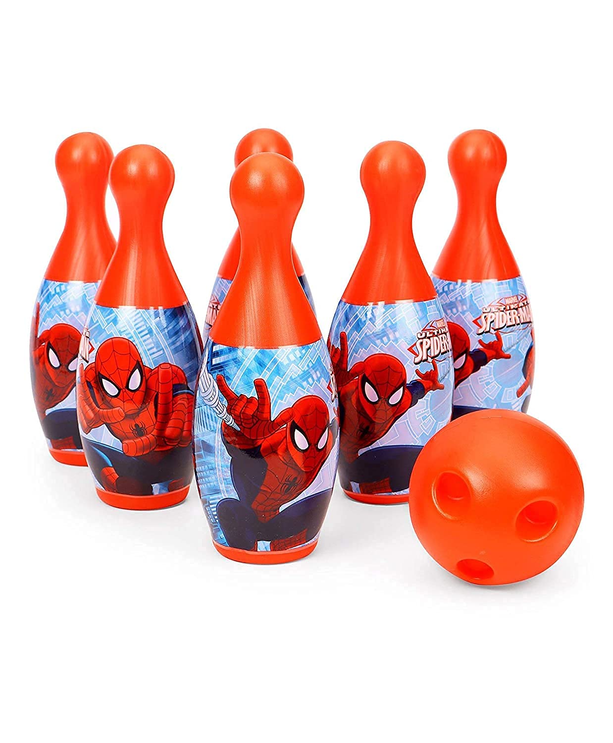NIYANETAIL 6 Pin 1 Bowling Game Set for Kids with 6 Pin 1 Ball Sport Toys Gift for Baby Boys Girls Age 3 4 5 6 7 8.12 Years Old ABS Plastic (Spiderman Bowling Set) 1