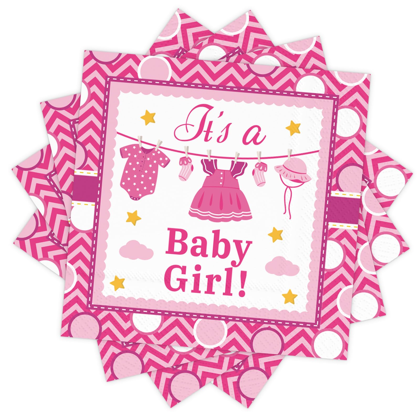 Snapklik.com : Pink Its A Baby Girl Napkins, Baby Shower Dinner Napkins ...