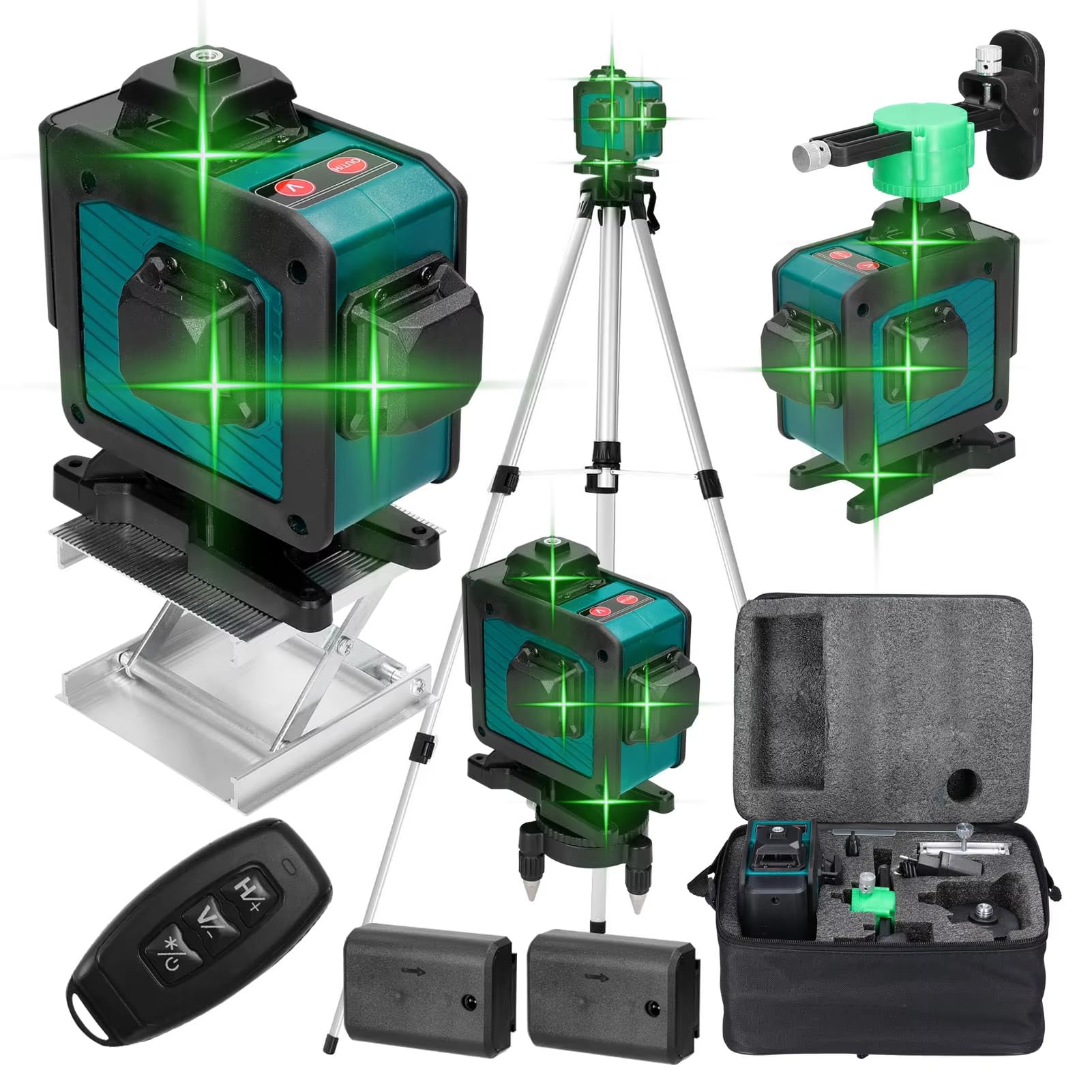 Livello laser 16 linee 3° Macchina di livellamento automatico Batteria al litio ricaricabile Set di strumenti di livellamento con treppiede regolabile in de per costruzione, piastrelle,
