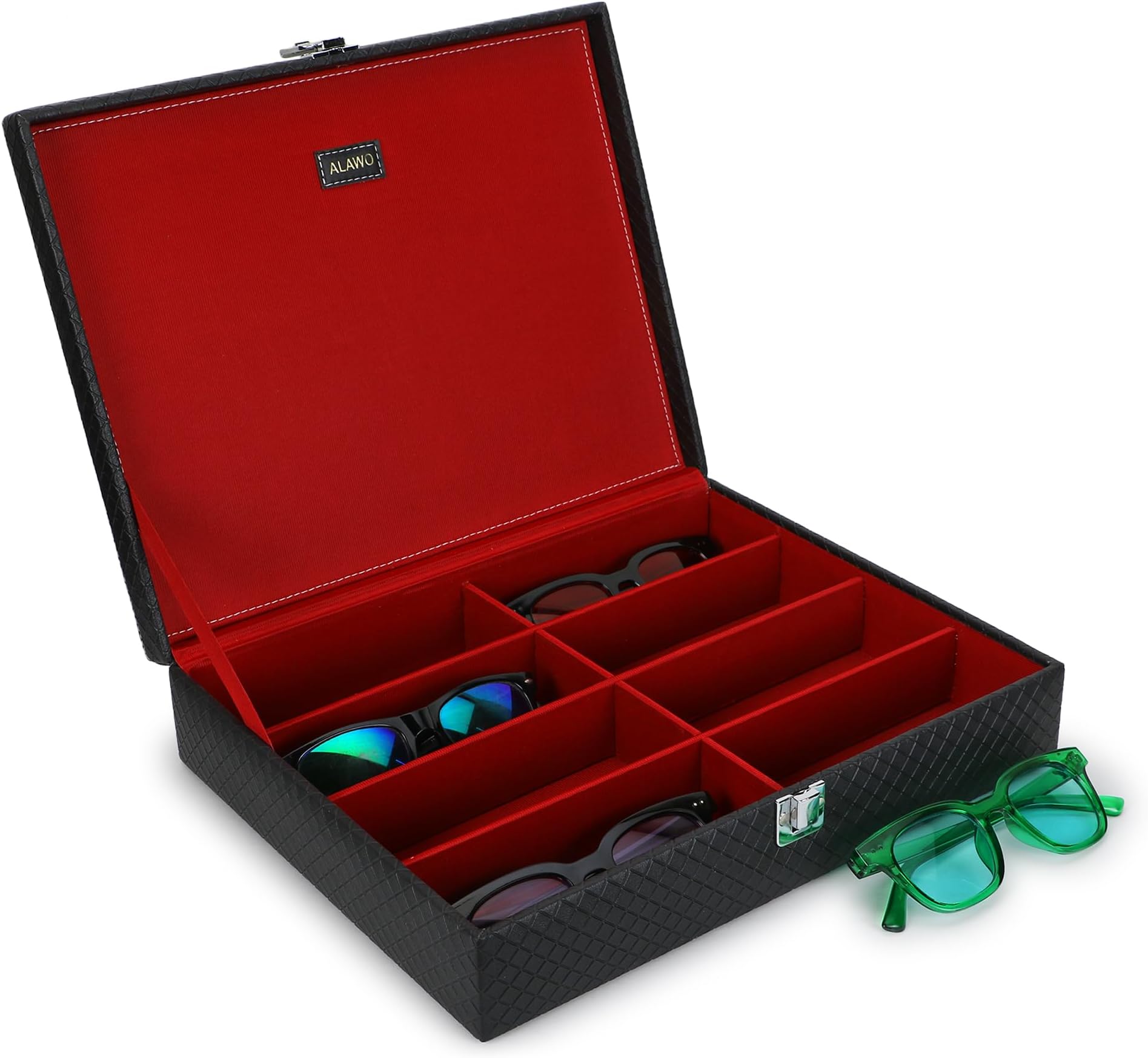 - Sunglass Box Organizer Holder Case in PU Leather for Men & Women with 8 Slots of Sunglasses