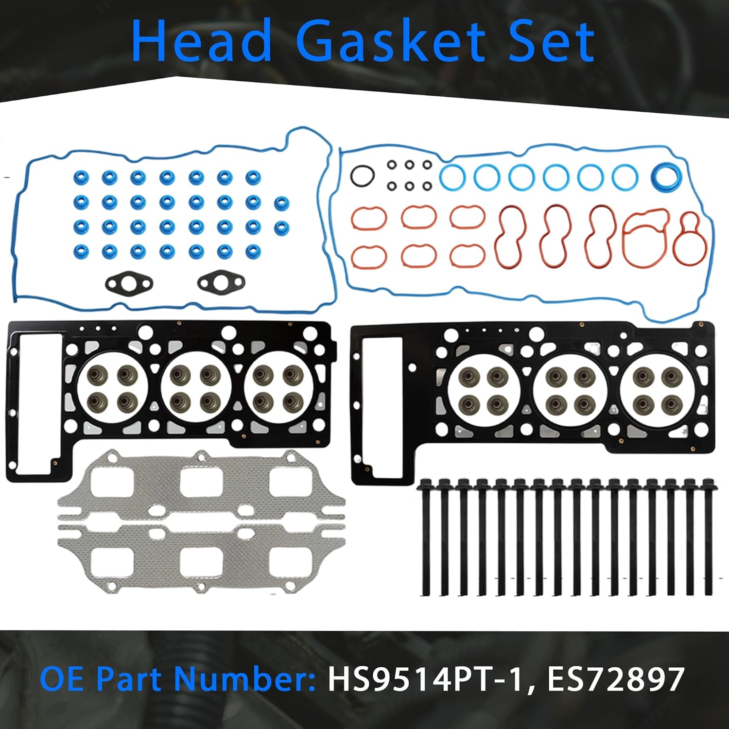 2.7 Head Gasket Set Timing Chain Kit Piston Kit Connecting Rod & Bearing Valve for Jeep Dodge Chrysler 300 Sebring Avenger Charger 2.7L V6 24V DOHC 2736cc 2009-2010 TK1116A 9-0397SX