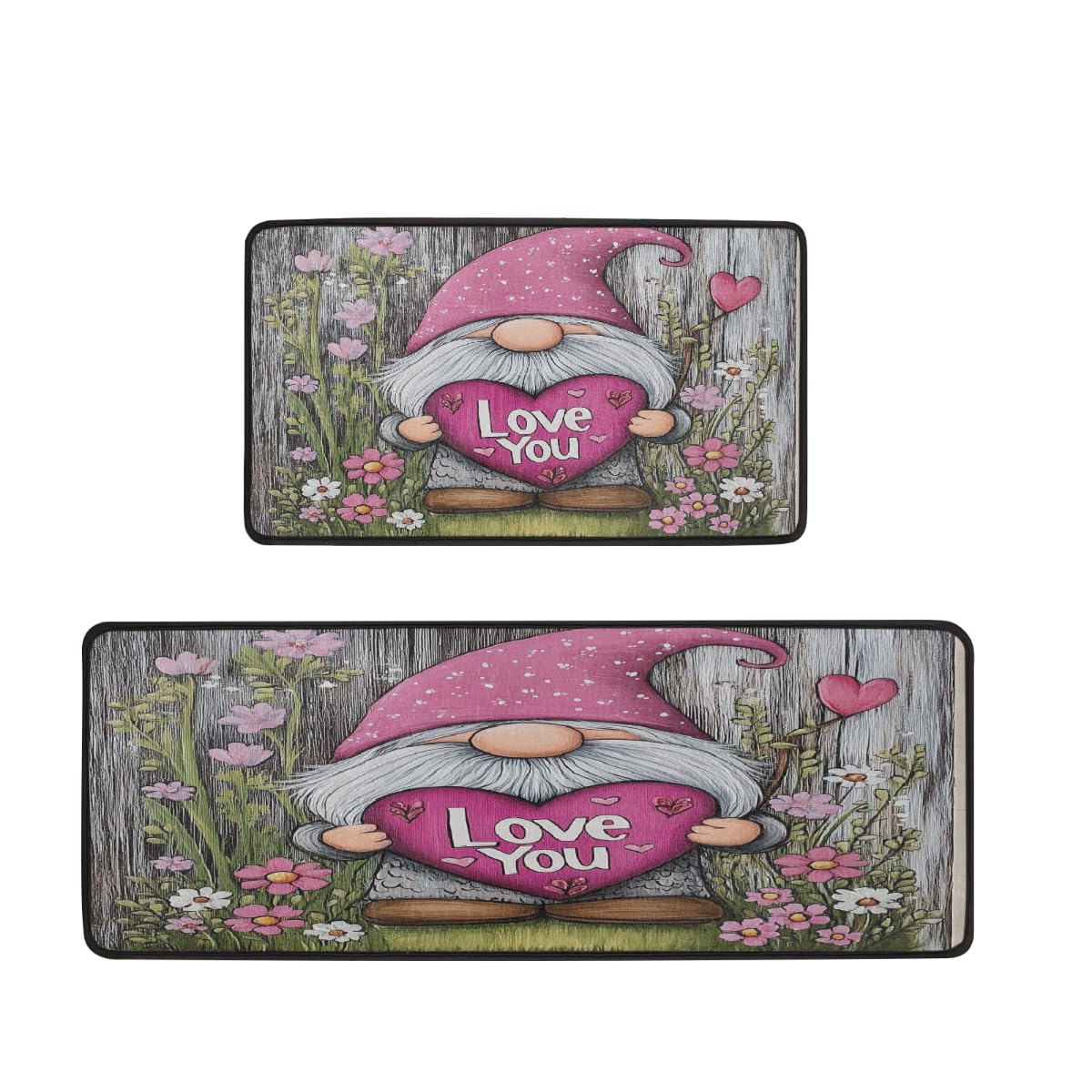 Tapetes de cocina antideslizantes Mexpekil con diseño de gnomo de San Valentín de 17x47"