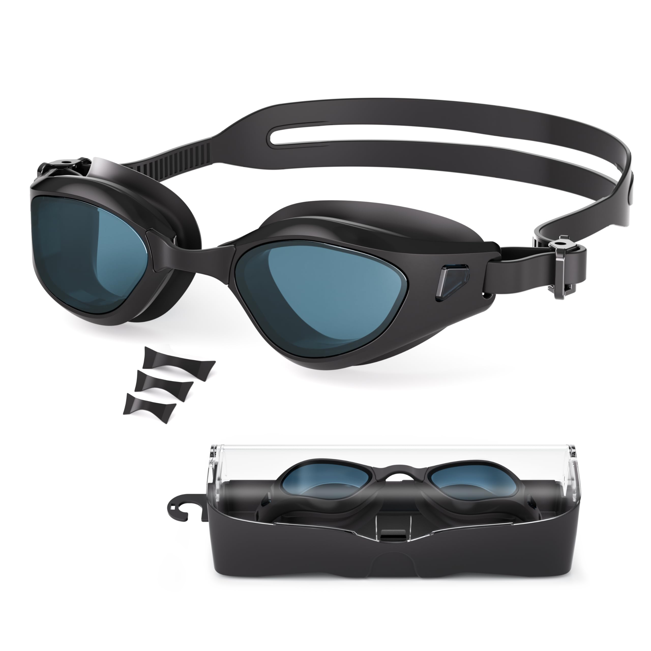 Schwimmbrille für Erwachsene, mit Anti-Beschlag- und UV-beständigen Gläsern, für Männer, Frauen, Jugendliche