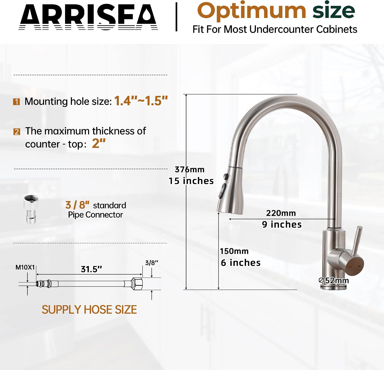 Kitchen Faucet with Pull Down Sprayer - AEEISEA Single Handle, Pull-Out Sprayer, Stainless Steel Kitchen Sink Faucets for Laundry, Bar, RV, and Farmhouse Sinks