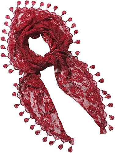 CABODYALS Bandeau en Dentelle Rouge Foncé Bandeau Triangle Vintage Motif Rose Ti