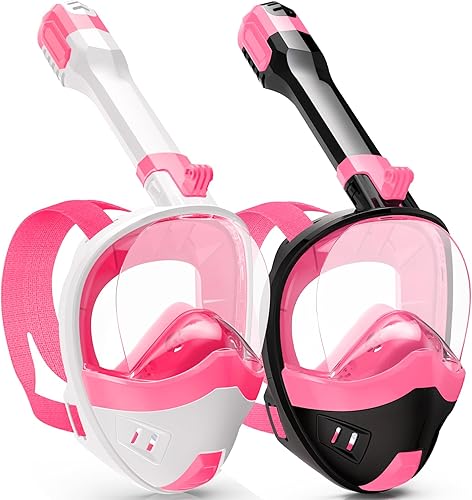 Miniatura 1 de Máscara de esnórquel de cara completa, equipo de esnórquel para adultos y niños con el último sistema de respiración en la parte superior seca y
