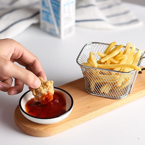 Miniatura 7 de Juego de 6 platos de salsa de soja de cerámica, cuencos de salsa de soja para sushi, plato para servir de 3.5 pulgadas, juego de vajilla de estilo