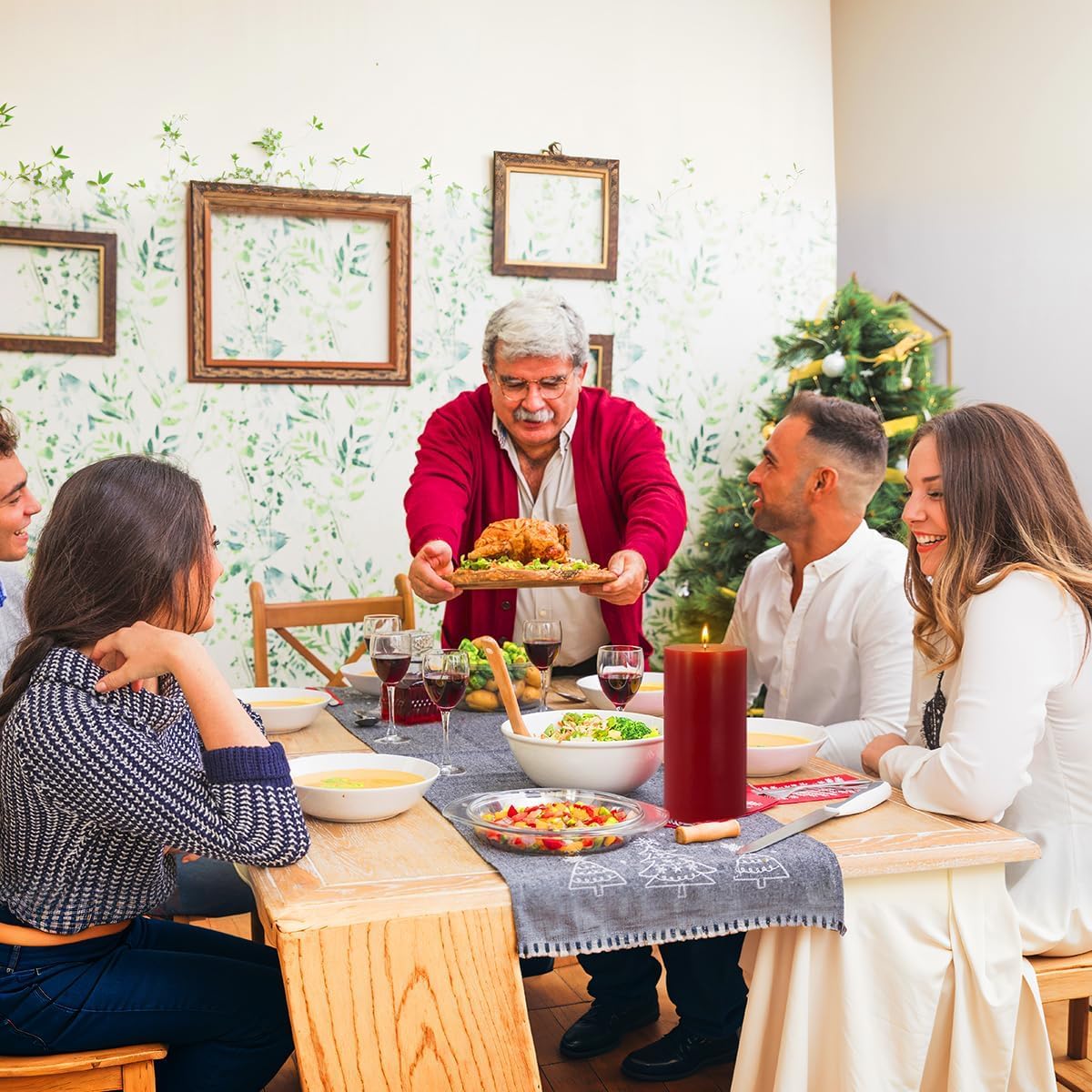 3 Packs 2.8x6 Inch Red Pillar Candles, Unscented Dripless Long Burning Colored Cylinder Candles for Home, Wedding, Party, Dinner Table Emergency Power Outage