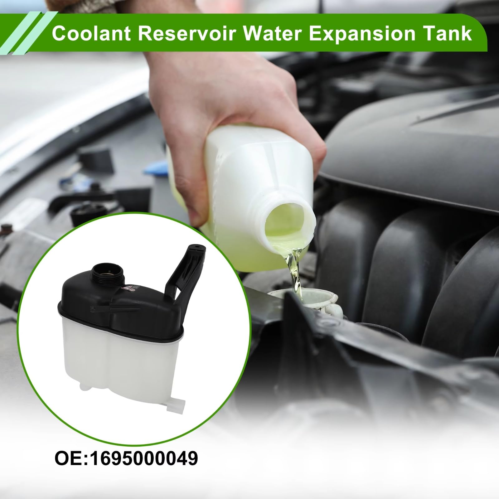 Refrigerante Depósito Compatible con Benz para W169 W245 2004-2012 1695000049 Depósito De Refrigerante Tanque De Expansión De Agua Botella De Recuperación De Refrigerante Resistente Al Calor