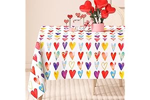 AnyDesign Valentines Day Rectangle Tablecloth: Fabric of Love