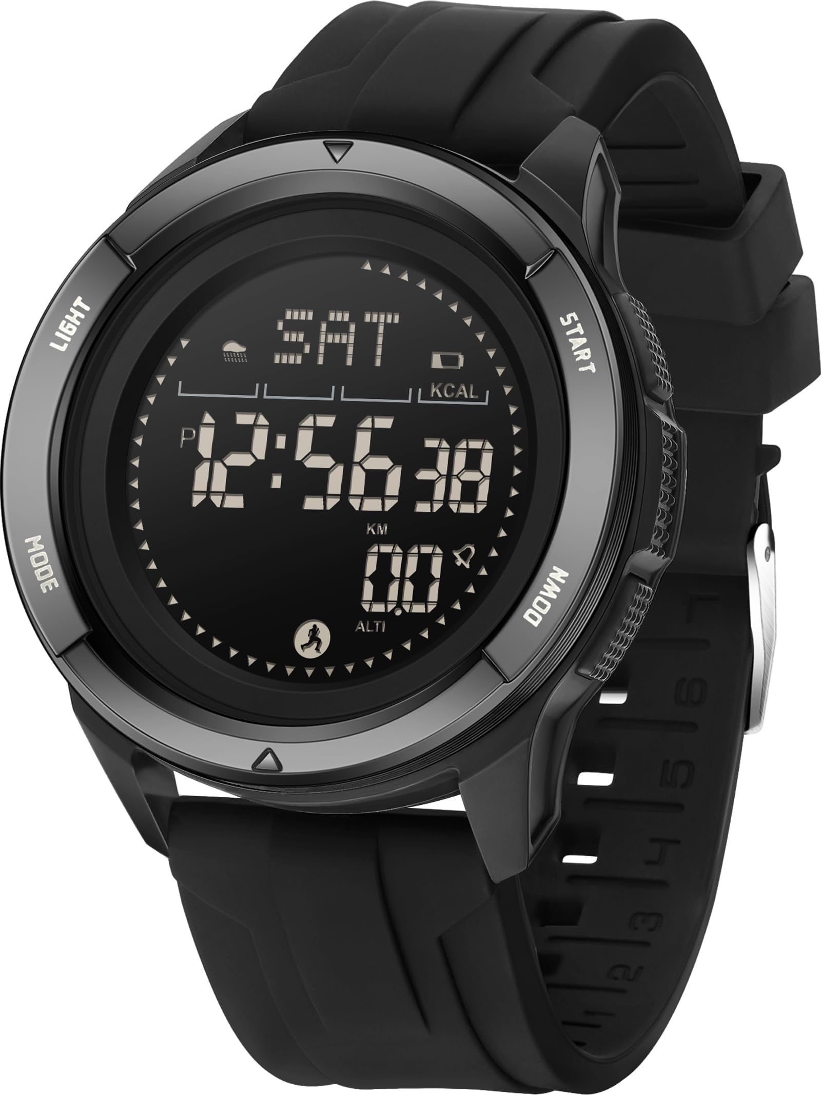 findtime Montre numérique pour homme avec podomètre, compteur de pas, boussole militaire, étanche, montre de sport, compteur de calories, montre de course à pied, chronomètre, compte à rebours