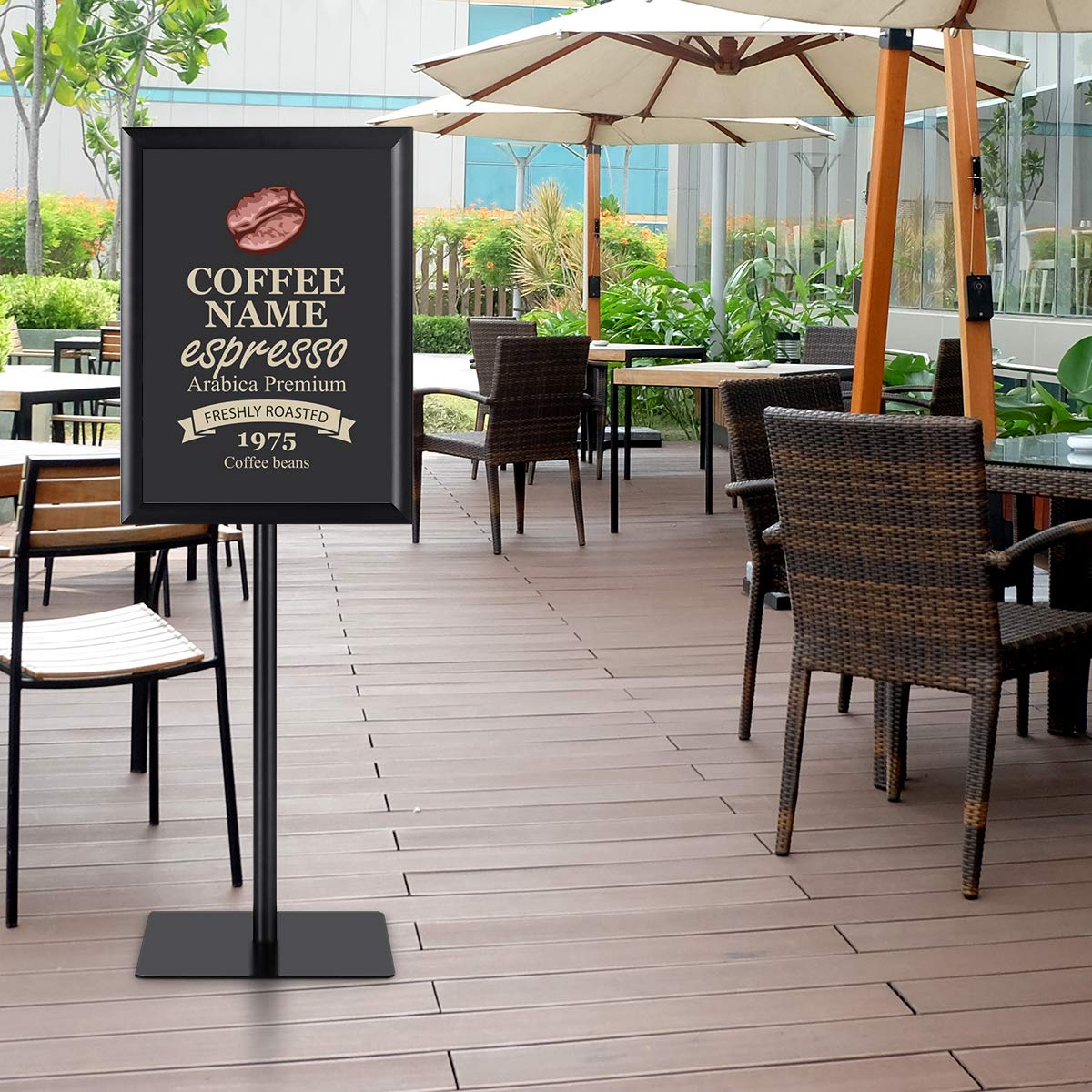 COSTWAY Espositore da Pavimento per Poster A3 Girevole 360° Regolabile in Altezza Nero