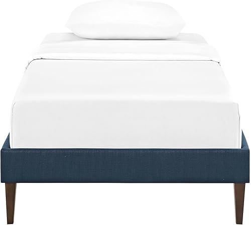 Miniatura 19 de Modway Sharon - Marco de cama de tela individual con patas cónicas cuadradas, color gris Gris,Celeste,Vinilo