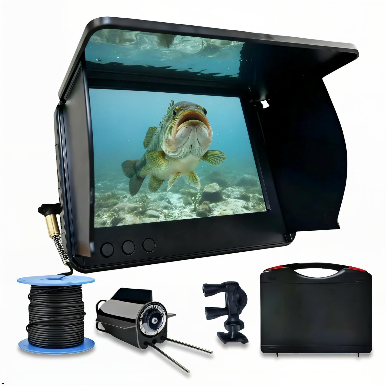 Underwater Fishing Camera & Fish Finder with 5" IPS Screen - Infrared Night Vision, 220° View, 98ft Cable for Ice/Kayak/Boat Fishing IP68 Waterproof Fish Tracker Gift for Anglers-image-35
