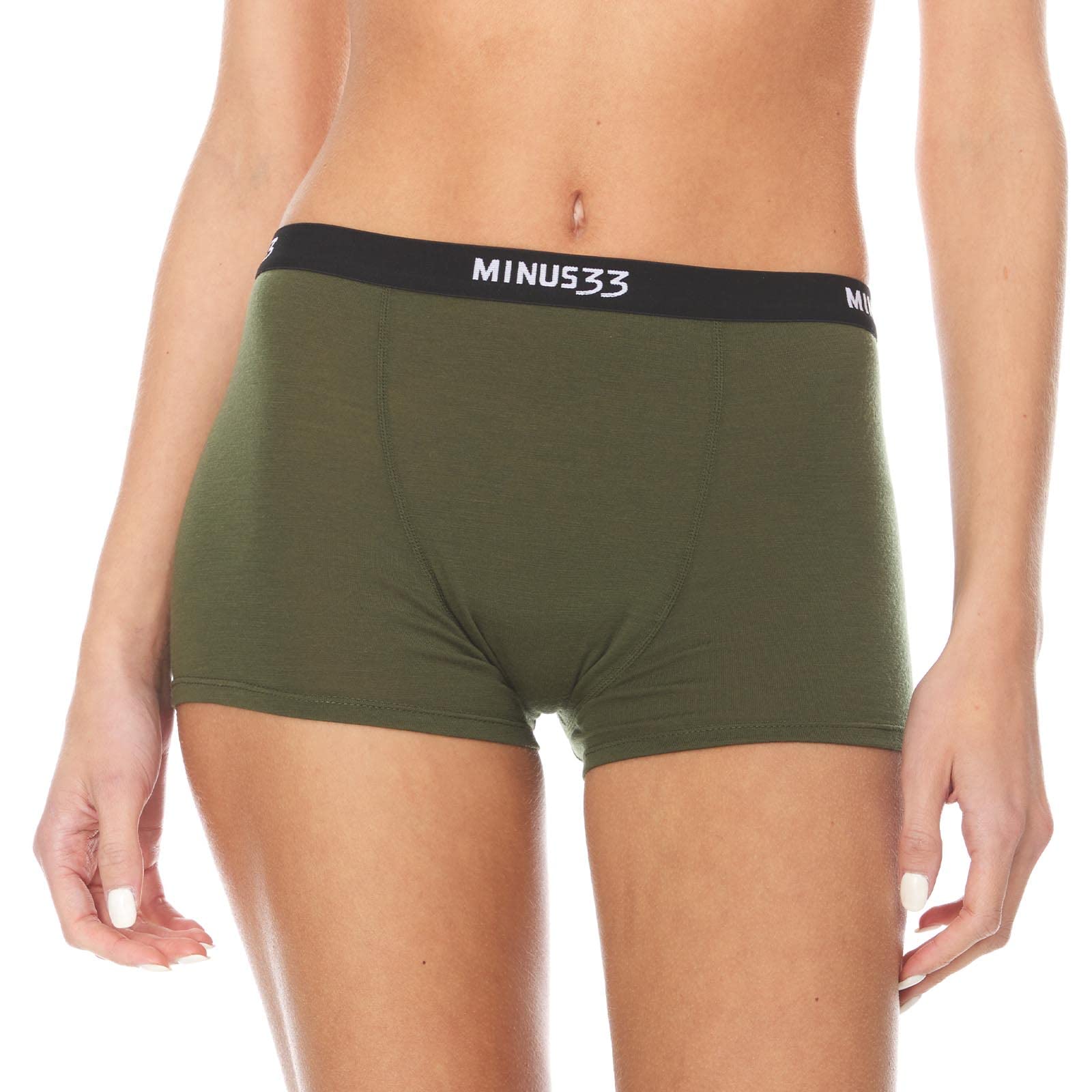 Merino Wool Boyshorts - Womens Underwear for Hiking - Moisture Wicking Underwear - Athletic Anti-Chafe Boyshorts - Olive Drab - Medium