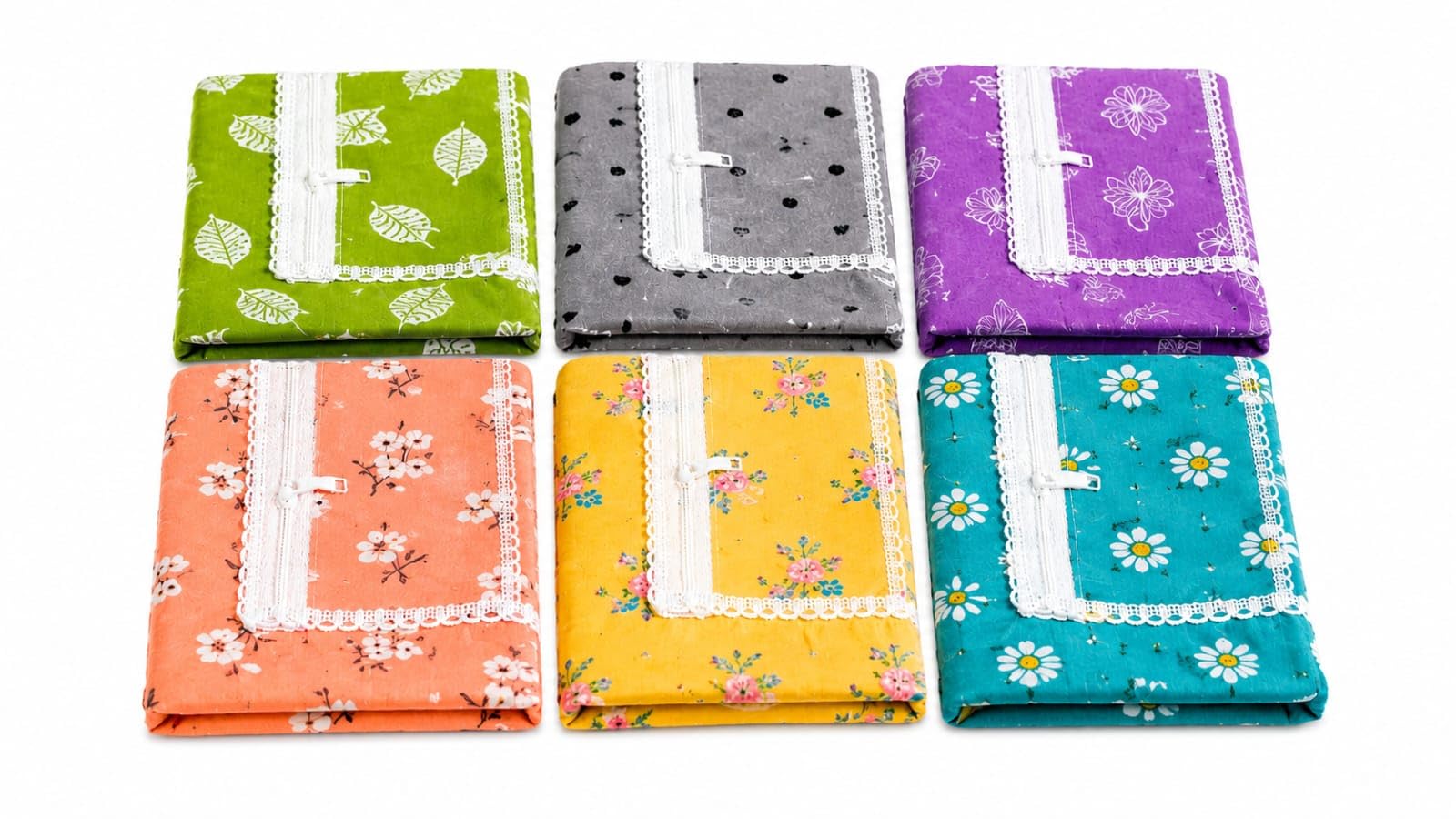 KRISHI Cotton Zip Pocket Handkerchief for Women & Girls | Soft Reusable Hanky with Secure Zipper Pouch | Assorted Prints & Colors | Pack of 6 (MULTICOLOURED)-image-26