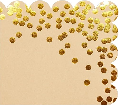 Miniatura 9 de Blue Panda Manteles individuales rectangulares desechables de papel dorado, borde festoneado y lunares de lámina dorada, 50 unidades para fiestas y