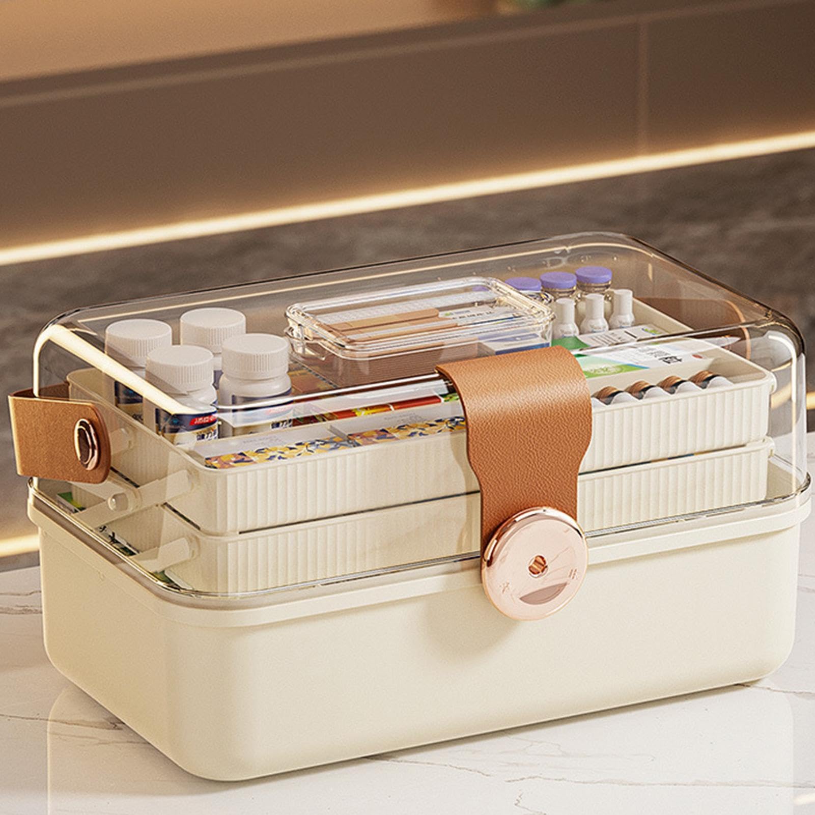 Contenitore Organizer Farmaci Multiuso Portatile Con Manico E Coperchio | Organizer Divisore Compresse Contenitore Portatile Pillole Con Manico Per Uso Quotidiano Domestico E Viaggio