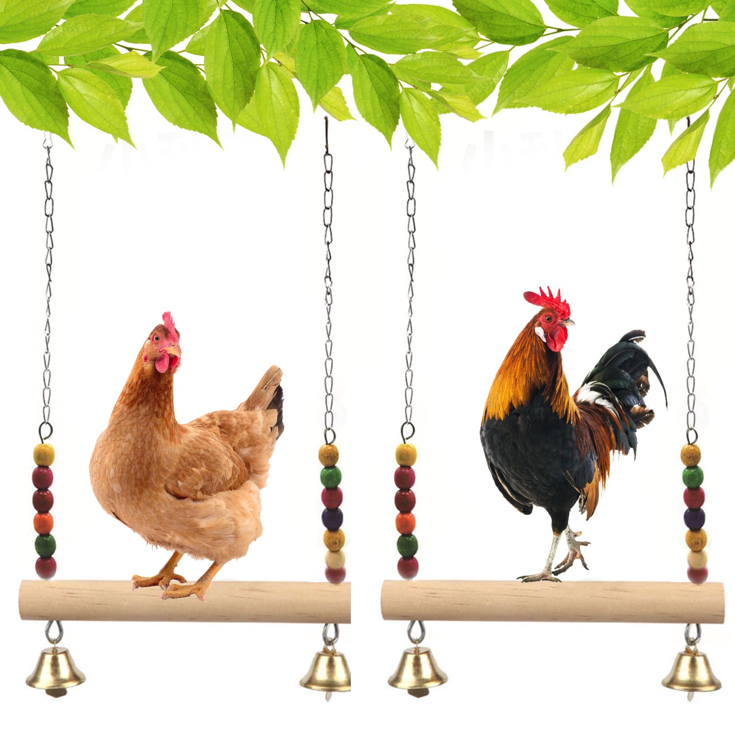 Chicken Bird Swing,Chicken Perch,Natural Wooden Swing Toys,Wood Stand for Chick,Safe and Relief of Stress,Chicken Coop Accessories,Coop Swing for