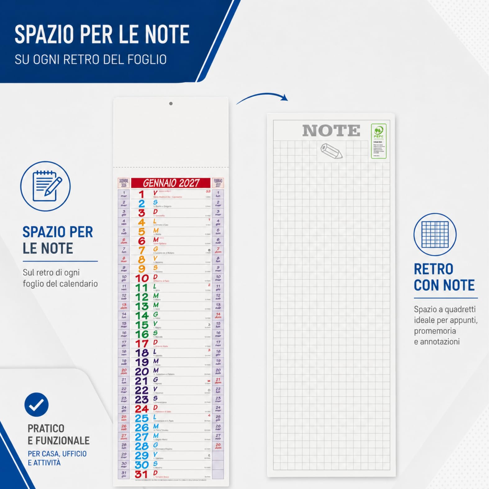 Calendari Personalizzati 2027 Stock da 50 Pezzi Olandesi da Muro per Gadget Pubblicitari di Fine Anno come Omaggio per i Clienti Regali Aziendali Cod. PA670