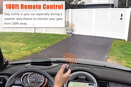 Miniatura 5 de Blütezeit Abridor automático de puertas correderas de 1800 libras, impulsado por bastidor, 12 HP con 2 controles remotos, sensor infrarrojo, motor