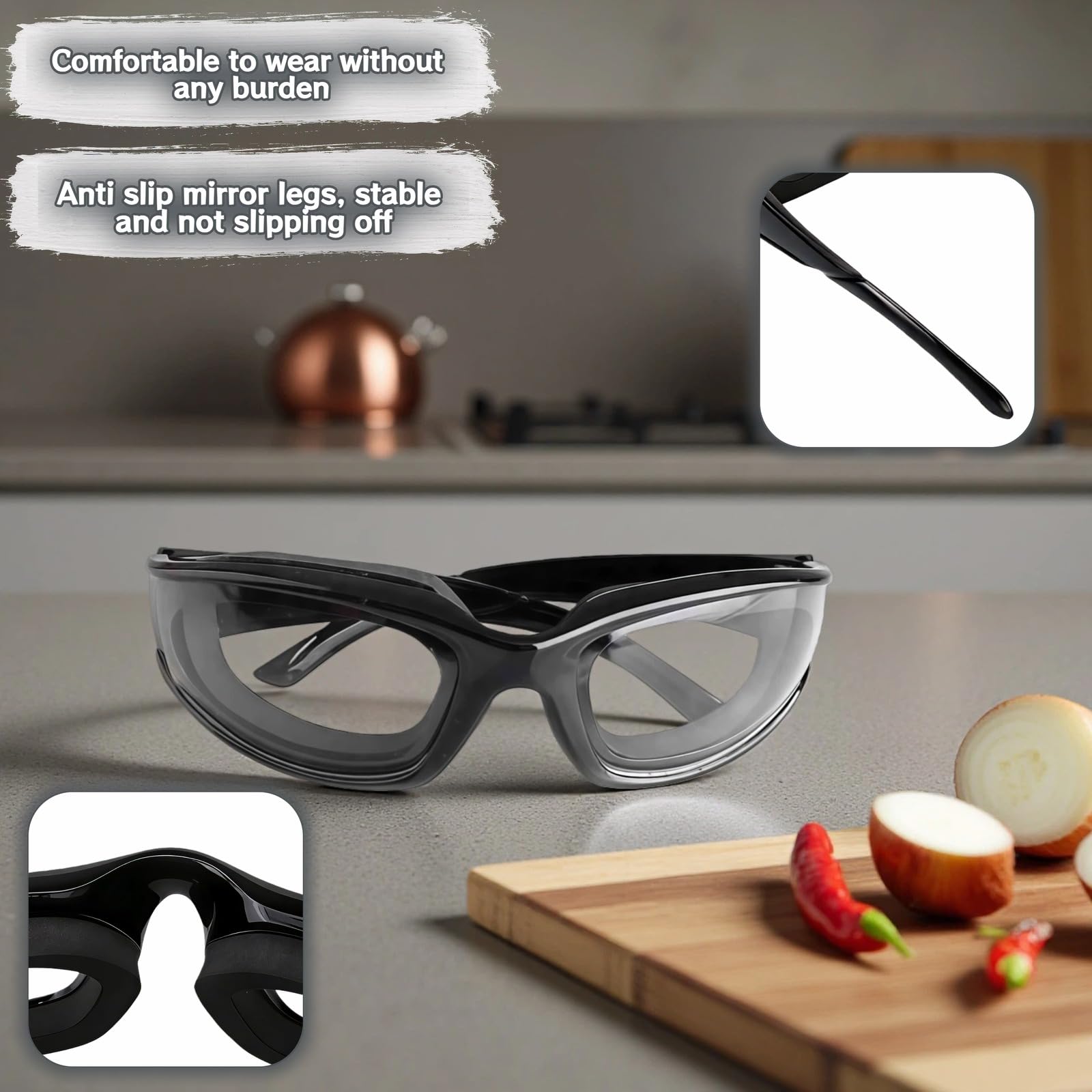 Lunettes anti-buée, coupe-vent et anti-poussière pour couper les oignons, cuisiner, griller, lunettes de sécurité ultra légères