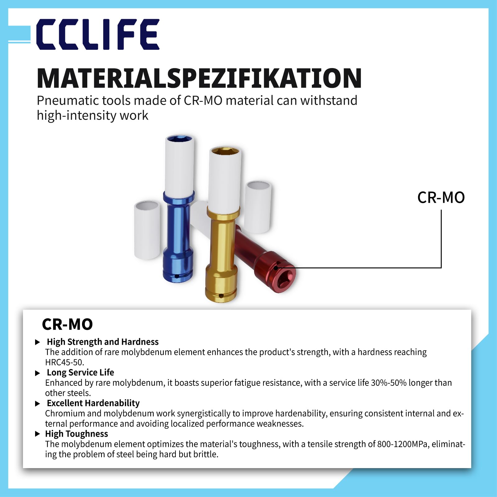 CCLIFE 3-częściowy zestaw nakrętek 1/2" do wkrętarki udarowej do felg aluminiowych