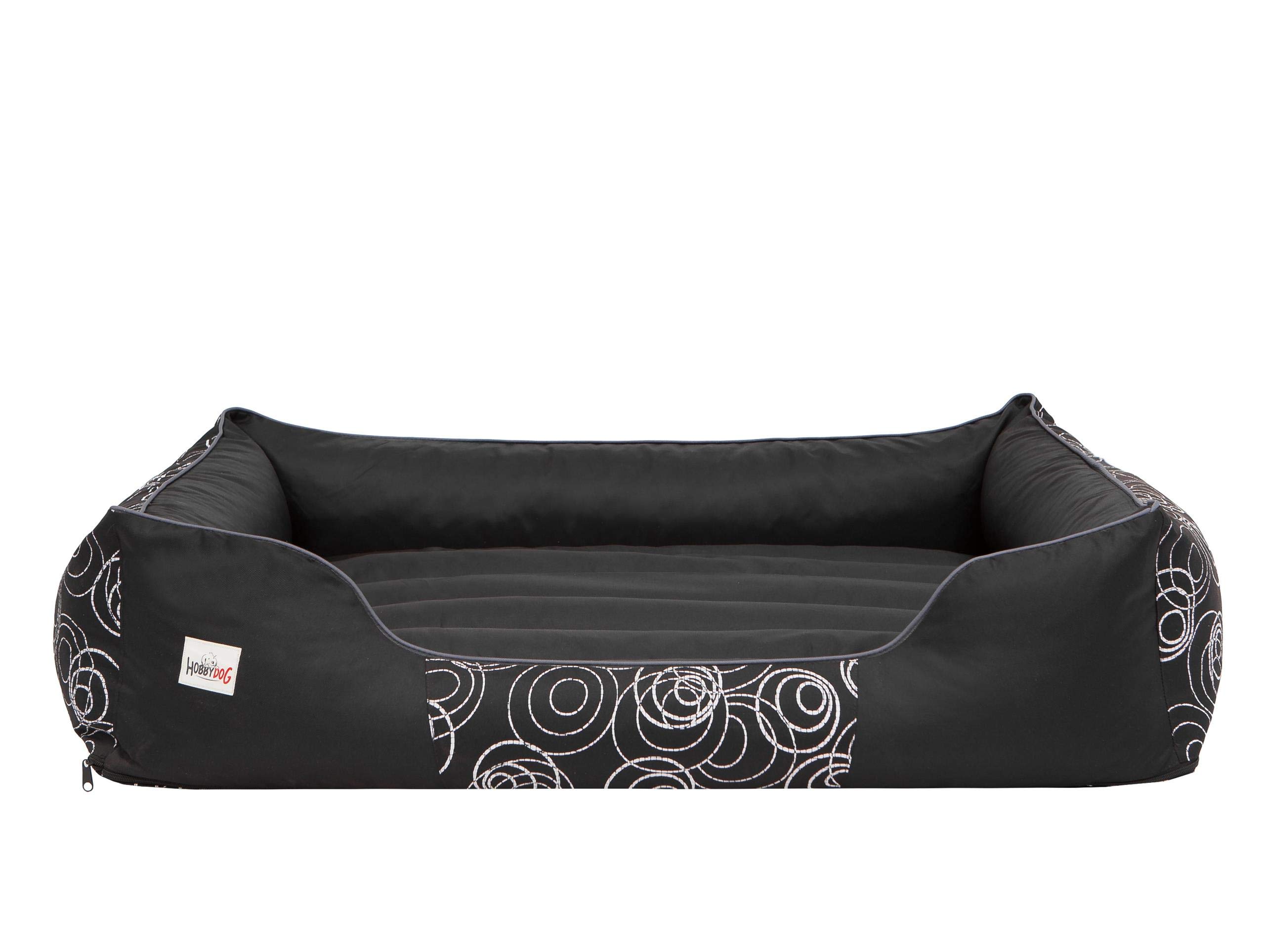 Cama Perro - Cuna para Perros para Dormir, con Funda de Cordura Extraíble (Lavable a 30°) - para Perros Pequeños y Grandes - Sofa para Perros - 85 x 65 cm - Negro con Anillos