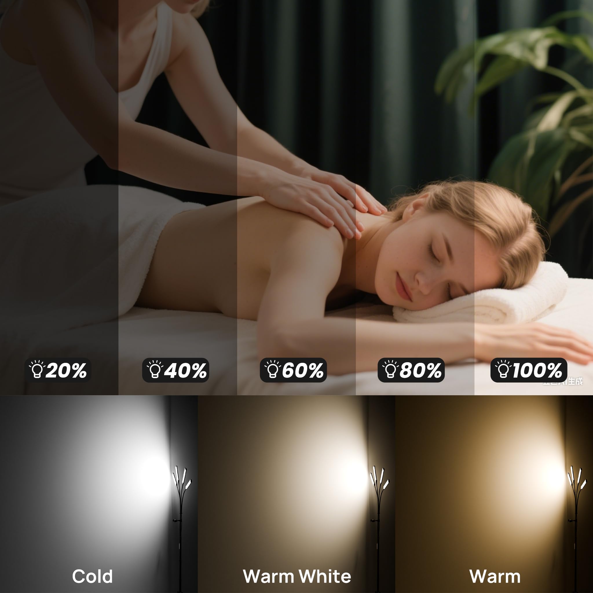 Lampe LED à quatre bras pour photographie, esthéticienne pour extensions de cils avec support de téléphone/lampadaire/lumière de cils pour maquillage/tatouage/selfie/enregistrement vidéo/photographie
