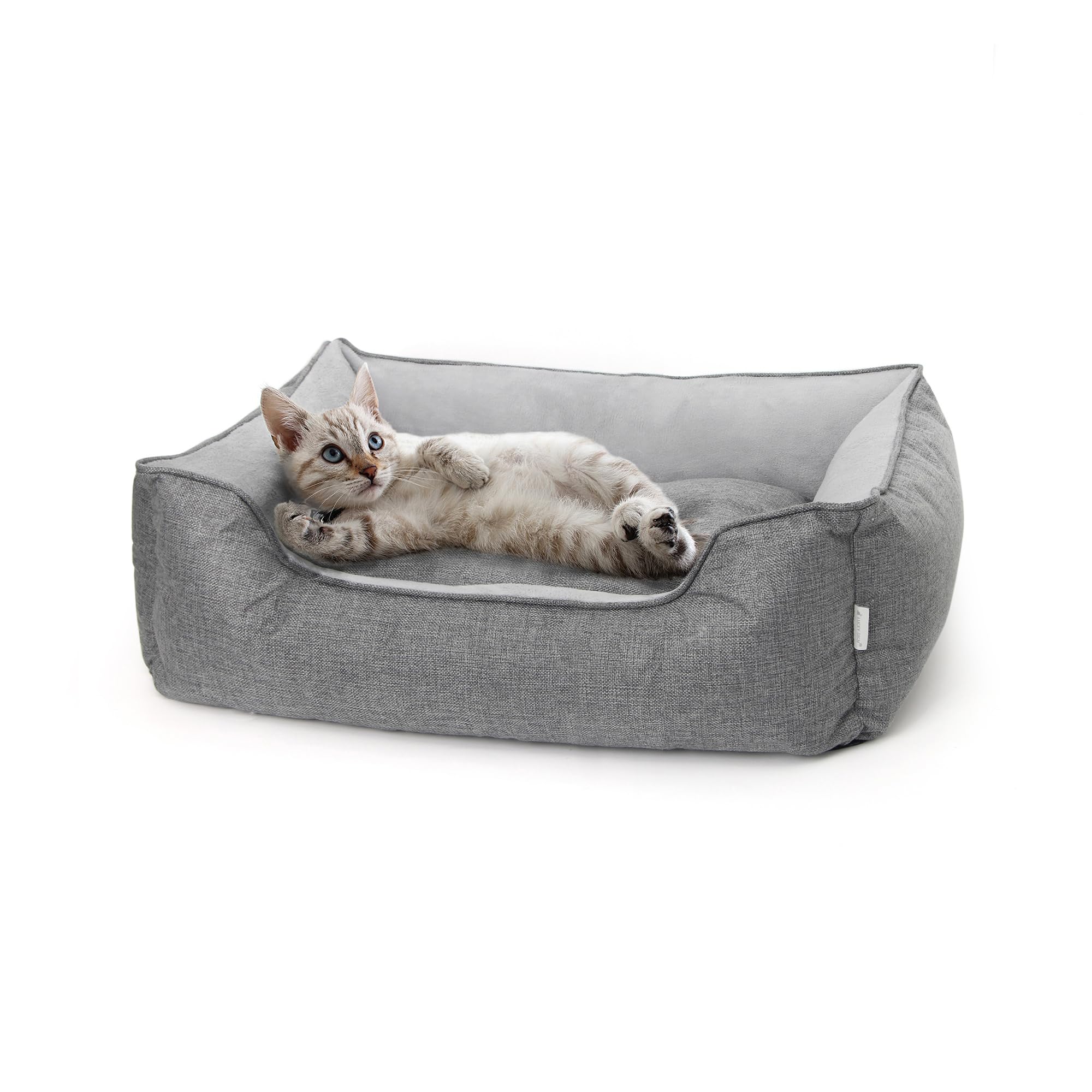 Lucky Sign Hundesofa Waschbar Orthopädisches Hundebett für Große & Kleine Hunde, Weiches Flauschiges Hundebett mit Abnehmbarem Bezug, 60x47x19cm - Grau