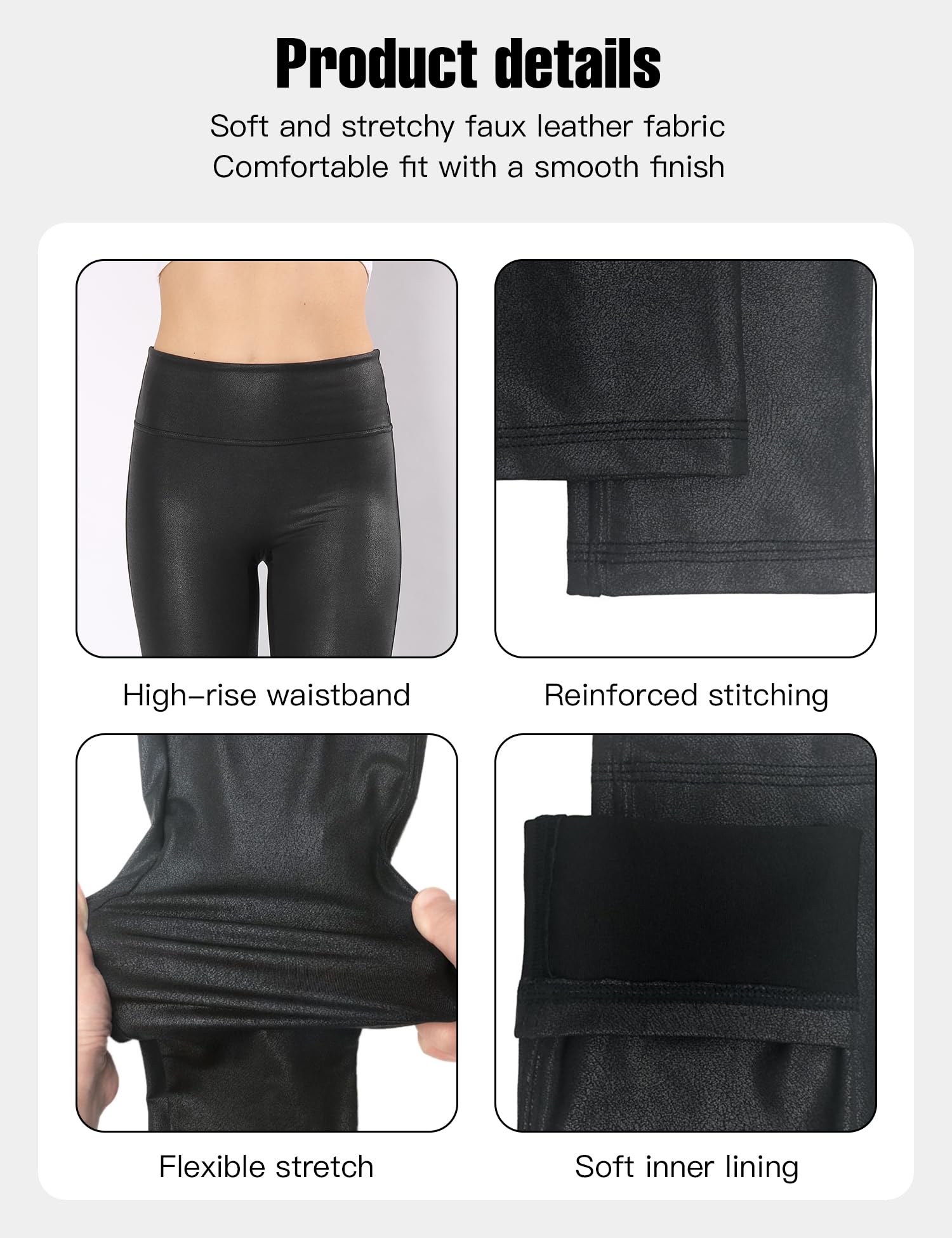 Tagoo Kunstleder-Leggings für Damen, Bauchkontrolle, elegante Leggings, hohe Taille, Kunstlederhose, Disco-Outfits