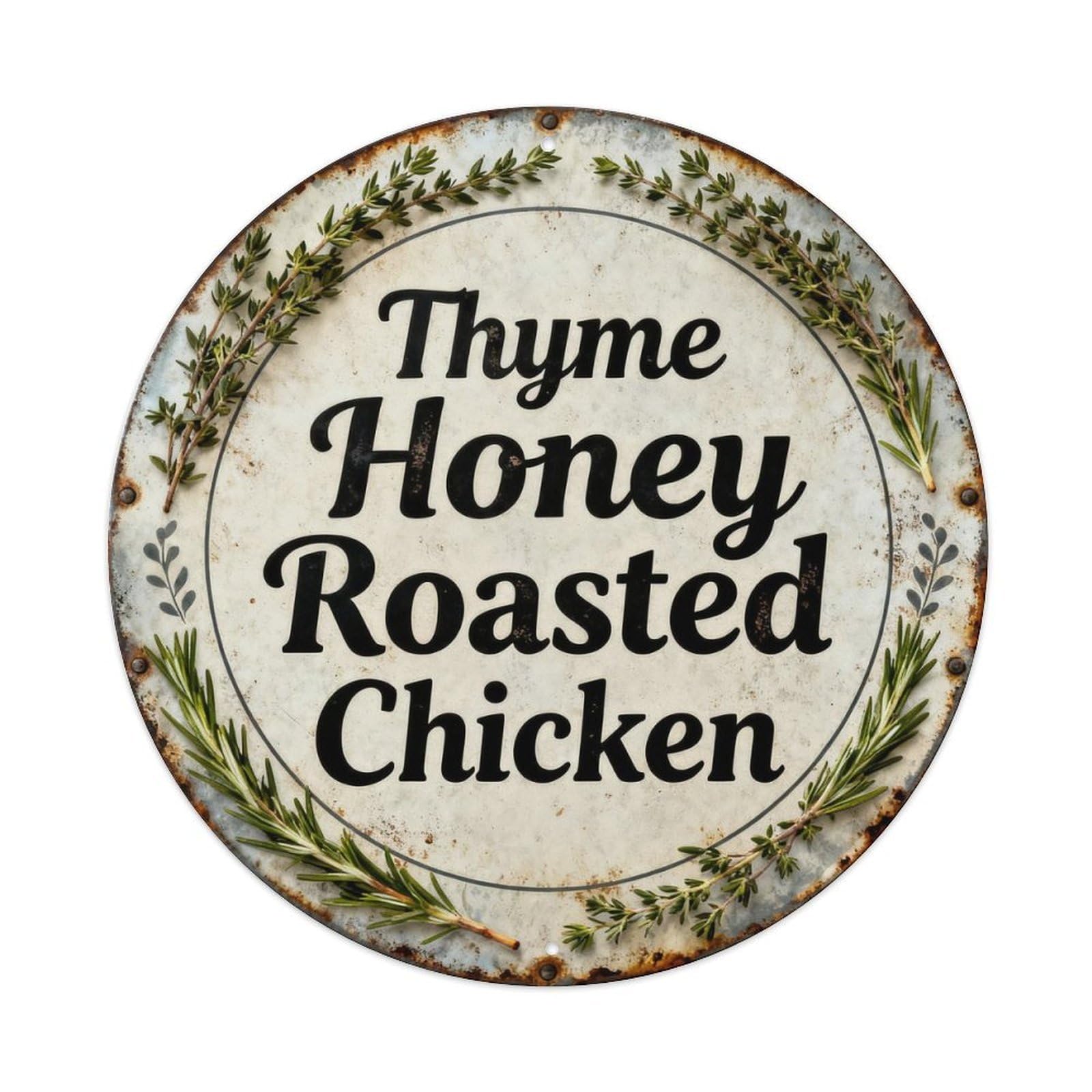 Thyme Honey Roasted Chicken Metal Tin Sign Plaque