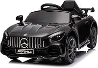 Winado Licensed Mercedes-Benz AMG GTR 12V Ride-On Car for Kids - Parent Remote, 3 Speeds, LED Lights, MP3, Wider Seat, Black