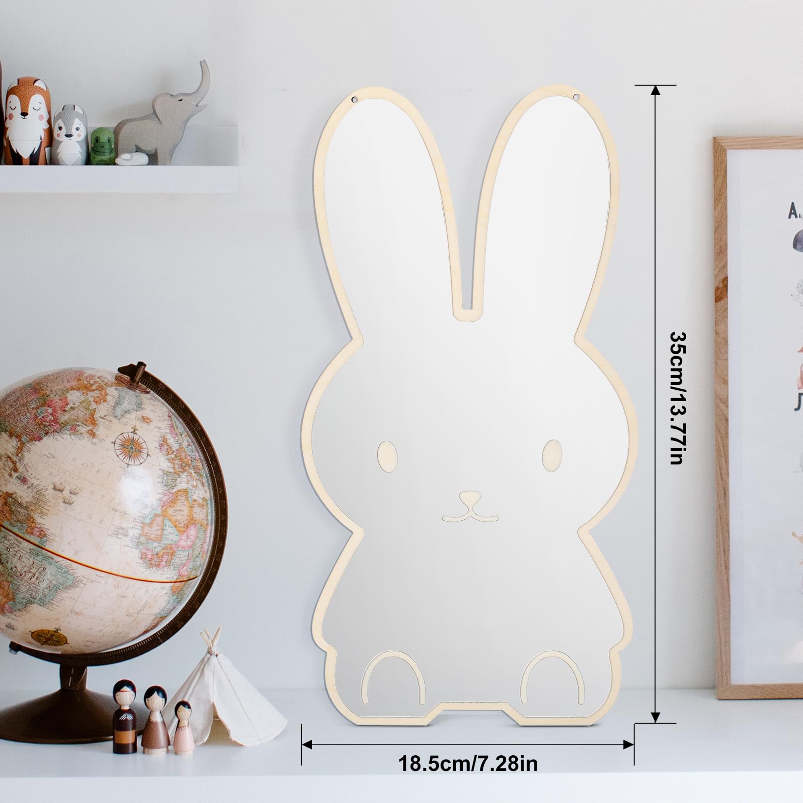 Kinderspiegel Bad Wandspiegel Baby Mirror Kinderzimmer Dekorative Acryl Hase Aufkleber für Badezimmer