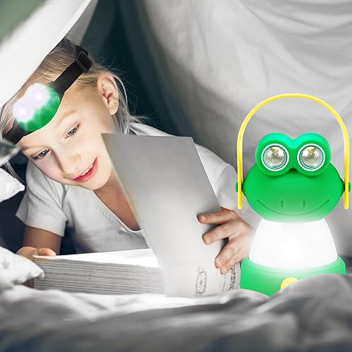 Miniatura 6 de VIHOSE Juego de 2 faroles LED de animales para acampar y faro, 4 piezas con temática de animales, equipo de campamento, luz nocturna a pilas, luz