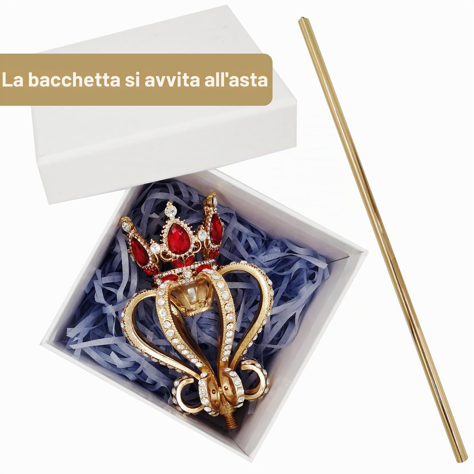 Regina Re Scettro Strass Fata Principessa Bacchetta Giochi di Ruolo Puntelli Accessori per Costumi da Sposa per Feste (19,7 Pollici, 7 Once) (Rosso)