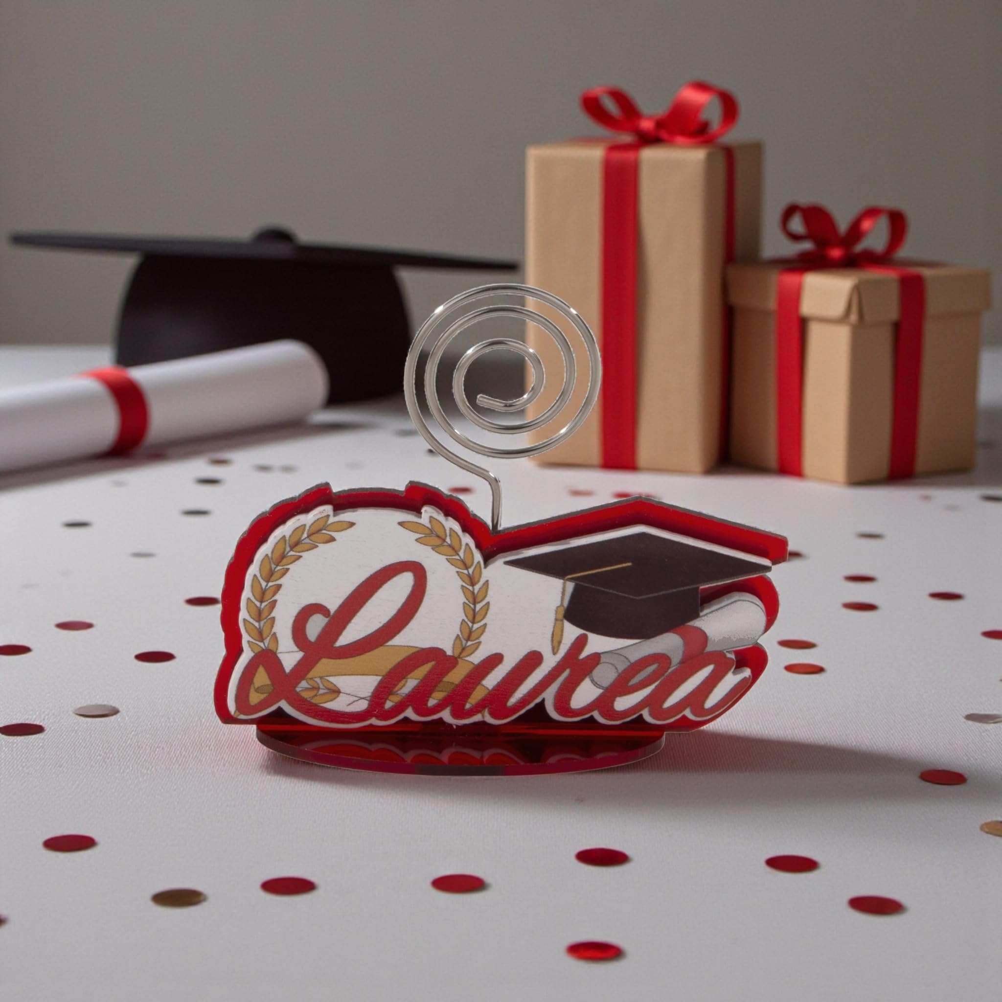 Doni Bomboniere Laurea 12 pz Memoclip Portafoto con Scritta Tocco Pergamena E Corona Alloro Idee Regalo Complete Originali Economiche