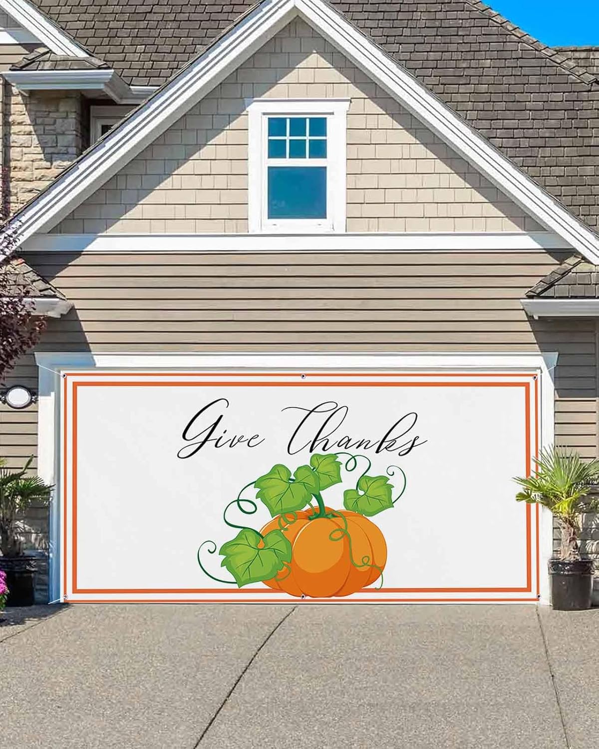 Fall Garage Door Banner Pumpkin Give Thanks Garage Door
