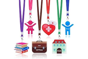 6 Sets Acrylic Hall Pass Lanyards for Homerooms and Hall Passes