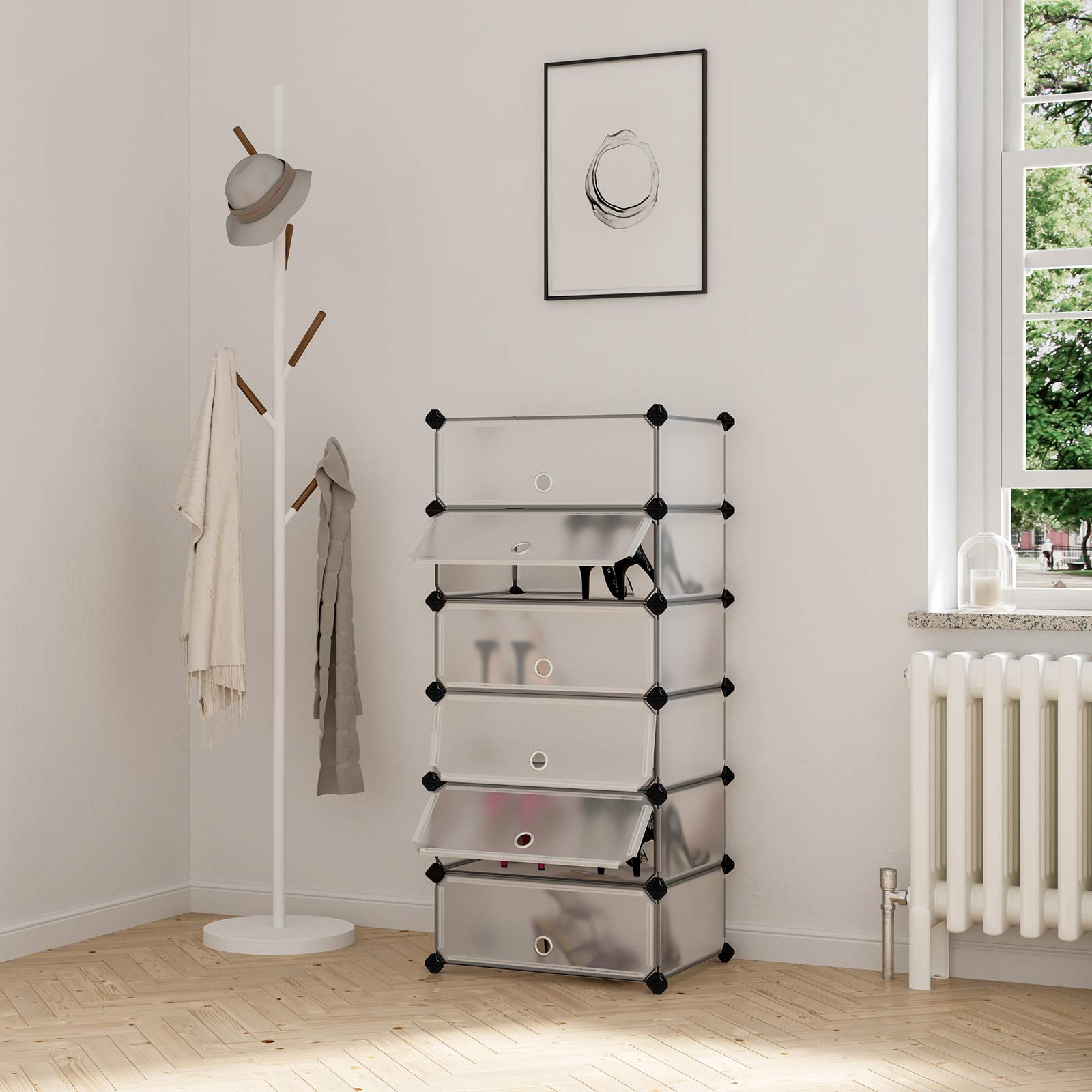 Étagère Modulaire 6 Cubes SONGMICS 30x30x30cm - Plastique, Pieds Surélevés, Forme Flexible - Pour Rangement Salon/chambre