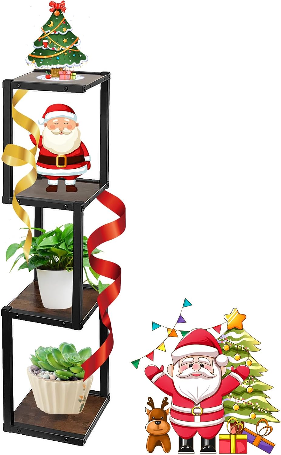 Plant Stands Plant Stand 4 Tier Indoor Metal Flower Shelf for Christmas Multiple Plants Corner Tall Flower Holders for Patio Garden Living Room Balcony Bedroom, Black black 4 tier