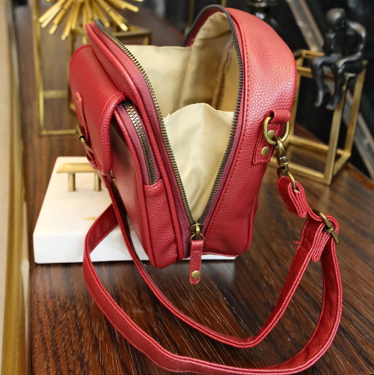 Bolsos cruzados de piel sintética para mujer, Bolso multifuncional de gran capacidad con múltiples compartimentos, Bolso bandolera