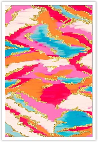 BNGFDV Pintura abstracta rosa y azul, decoración de habitación preparada, lienzo vibrante, arte de pared, decoración de dormitorio universitario,