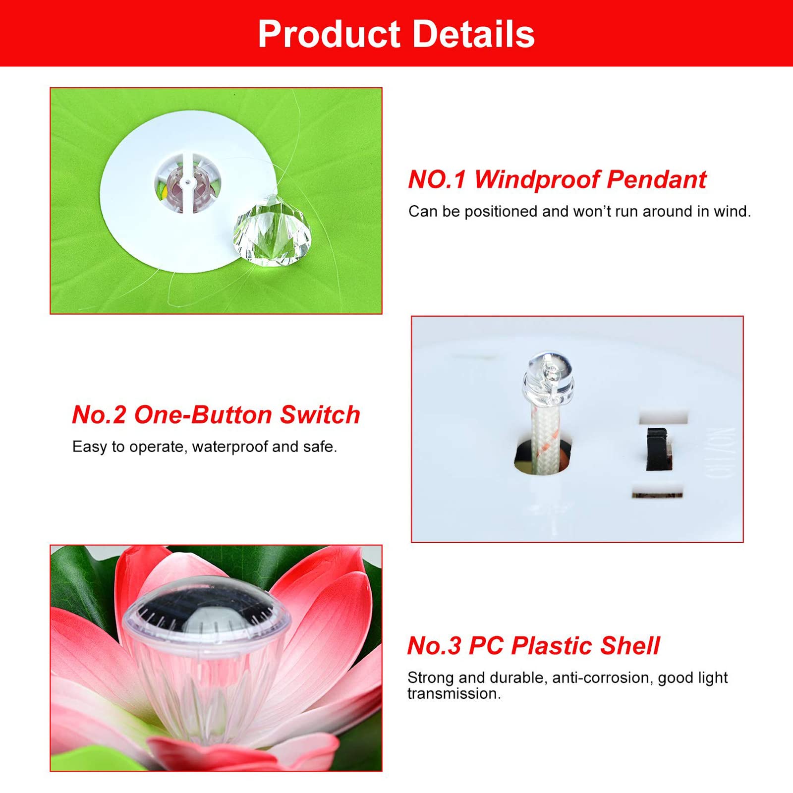 Luci Galleggianti Solari A Forma Di Loto - RGB Per Stagno, Giardino O Piscina, Impermeabili IP65 - Foto 5